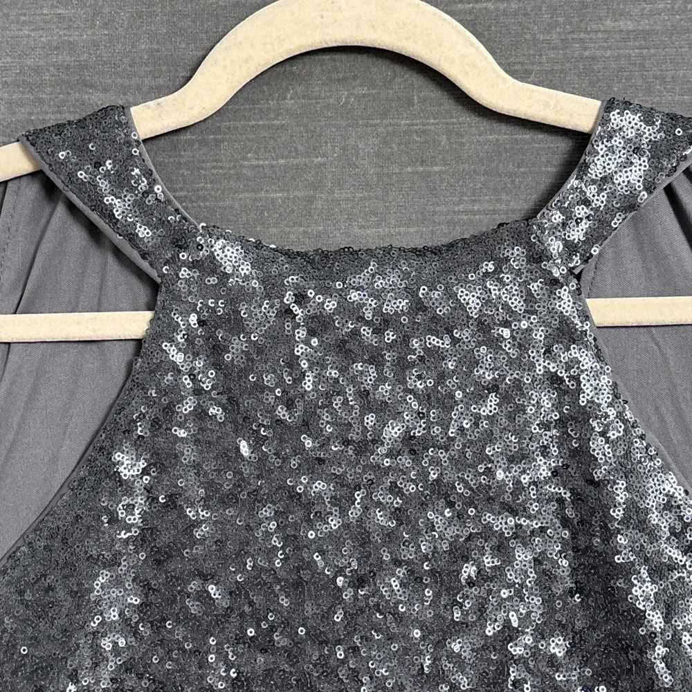 Lane Bryant Top 22 24 Gray Sequin Sparkle Tank Sleeveless Party Cocktail Evening